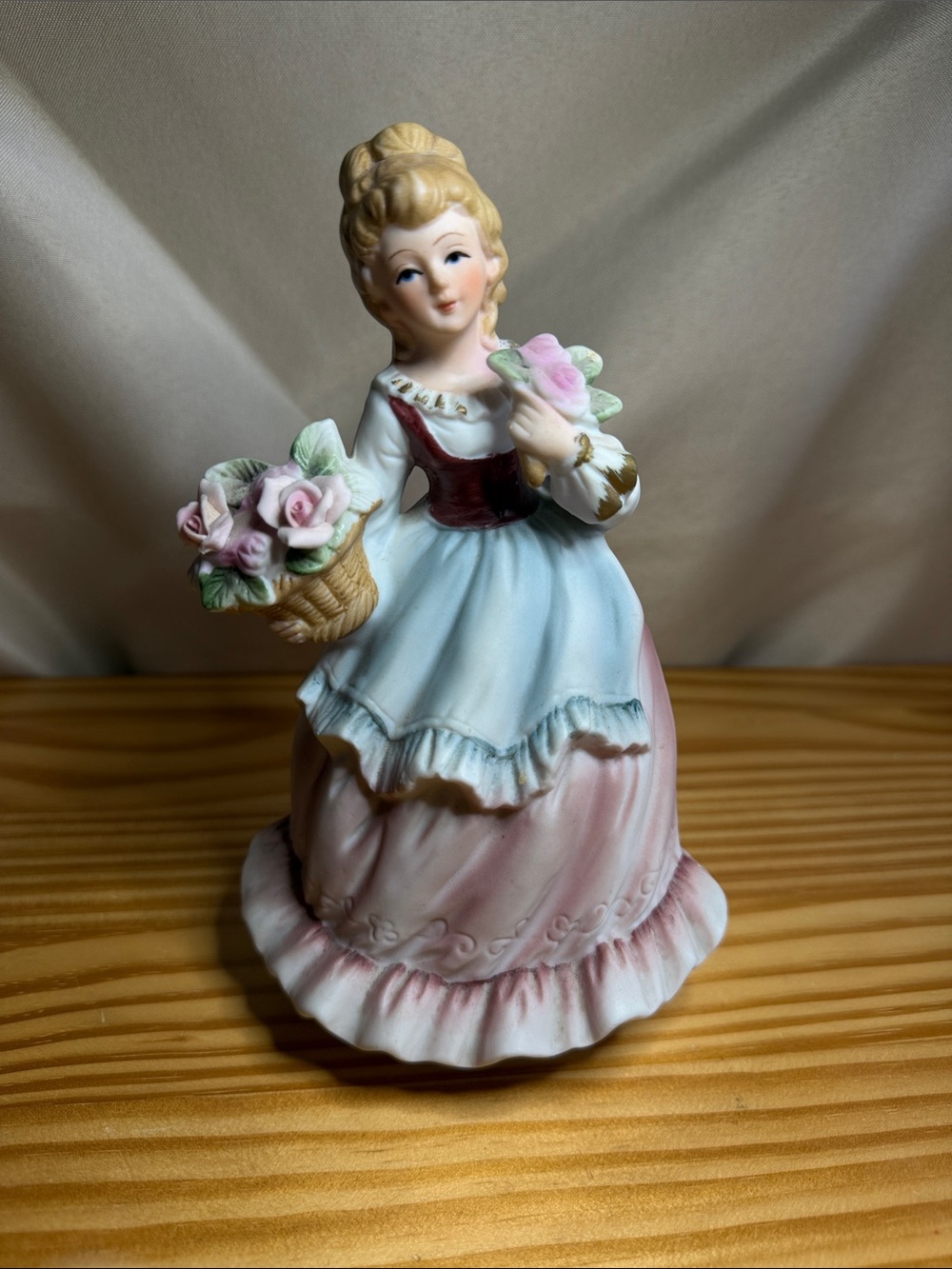 Vintage Berman & Anderson Porcelain Music Box Lady Gown Rotating Japan Works